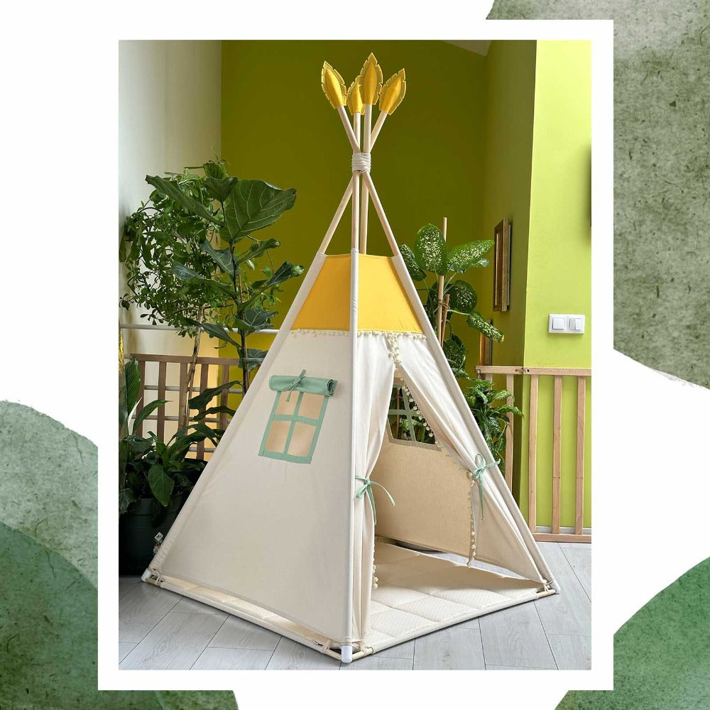 Cort teepee pentru camera copiilor din bumbac certificat Oeko Tex, Odiseea lui Artur